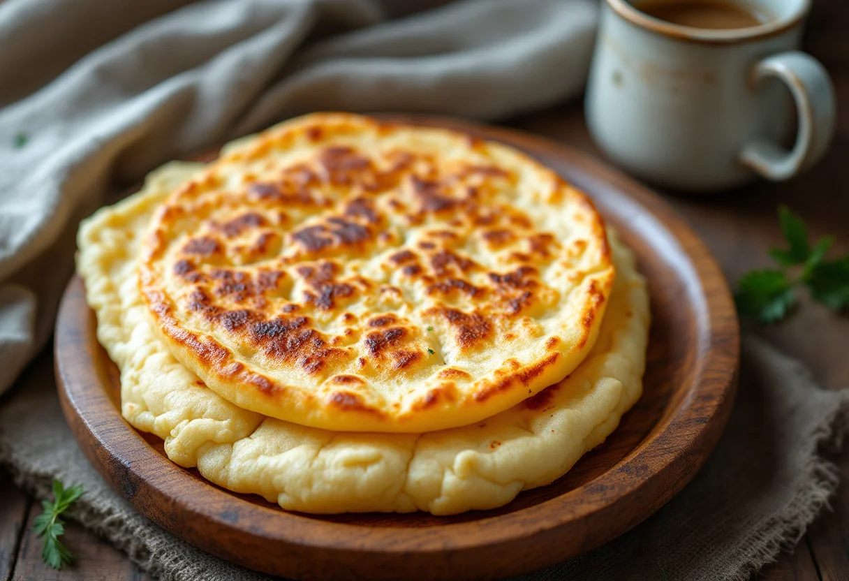 A photo of Arepa, a dough dish from Colombia