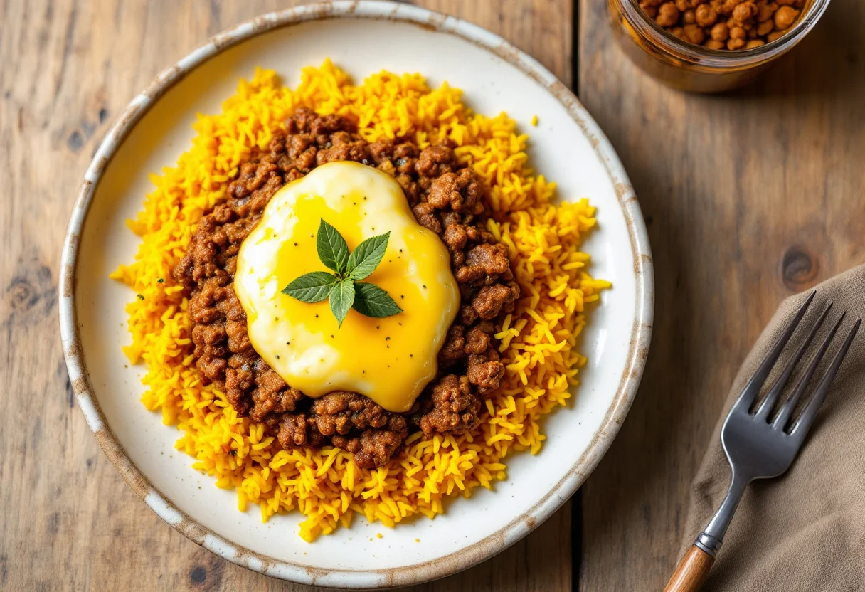 A photo of Bobotie, a meat dish from South Africa