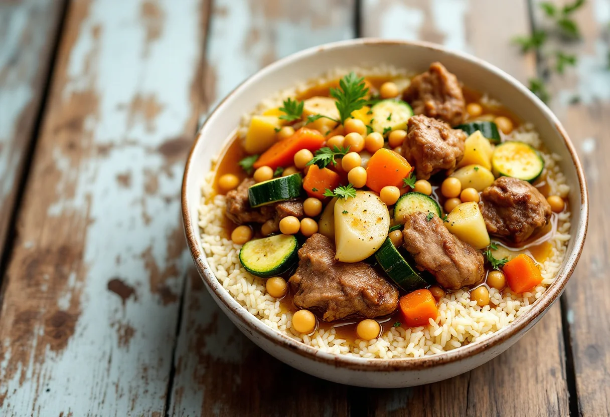 A photo of Couscous, a dough dish from Algeria