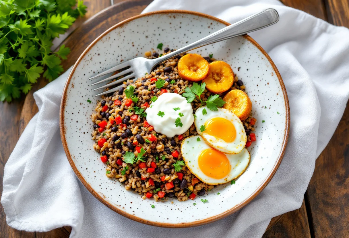 A photo of Gallo Pinto, a rice dish from Costa Rica