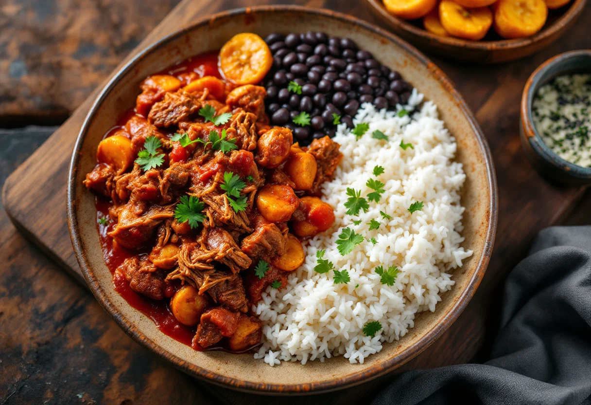 A photo of Pabellón Criollo, a rice dish from Venezuela