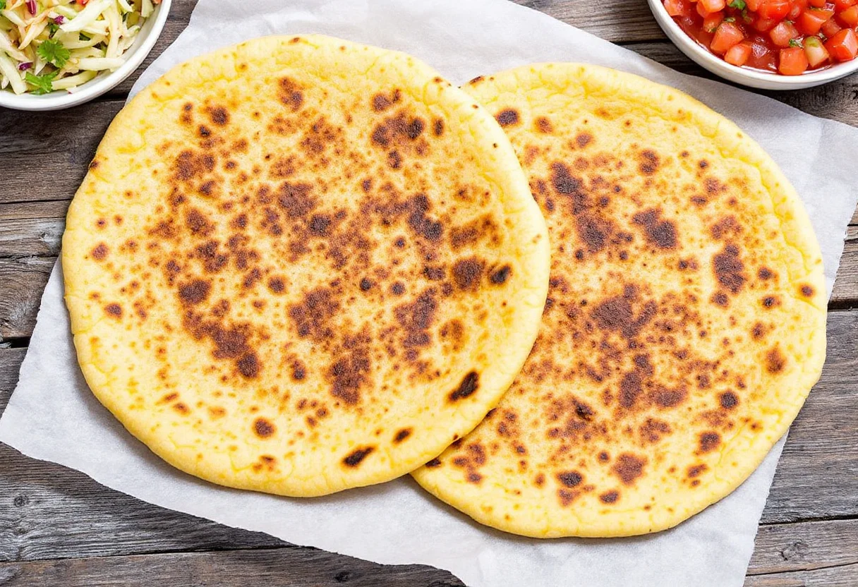 A photo of Pupusa, a dough dish from El Salvador