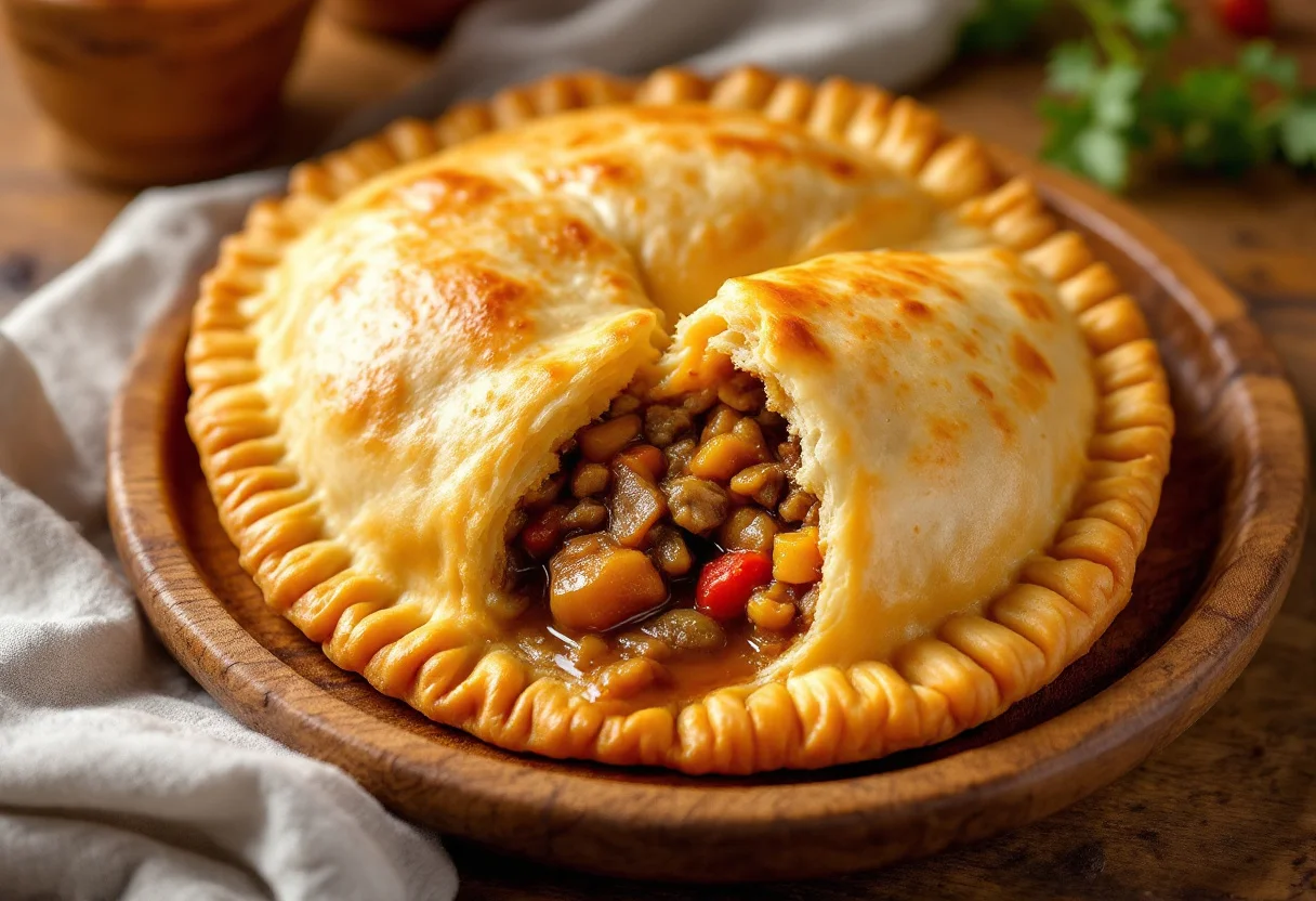 A photo of Salteña, a dough dish from Bolivia