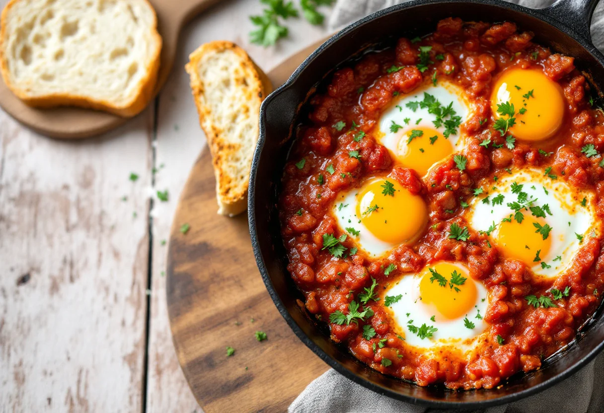 A photo of Shakshuka, a vegetables dish from Israel
