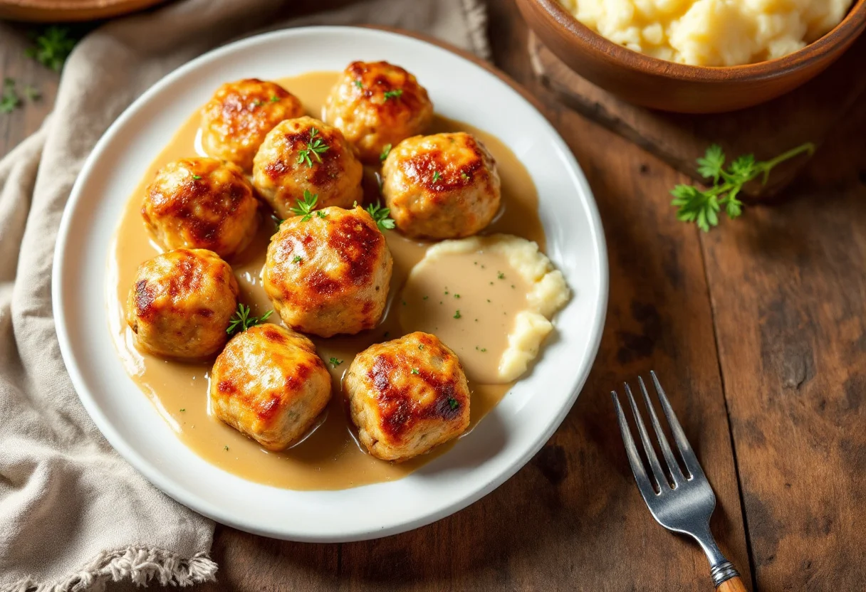 A photo of Swedish Meatballs, a meat dish from Sweden